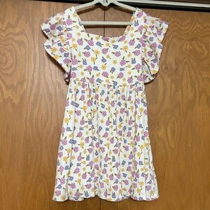 Zara Kids White Floral Dress with Ruffle Sleeves